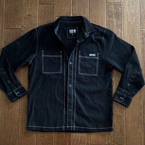 Essentials Black Button-Up with White Accents